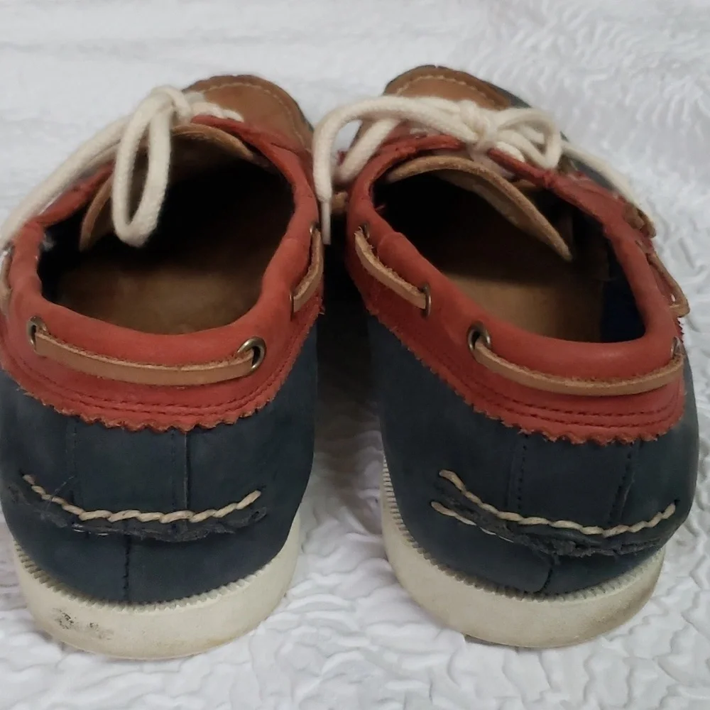 G.H. Bass & Co. Montauk Mens Charcoal/Rust/Tan Leather Boat Shoes, US 9.5 M